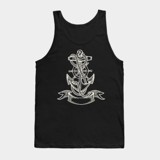 White Ship anchor tattoo Tank Top